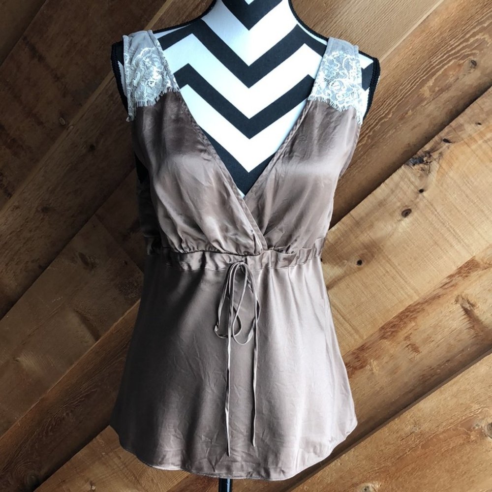 White House Black Market Silk Lace Detail Tank